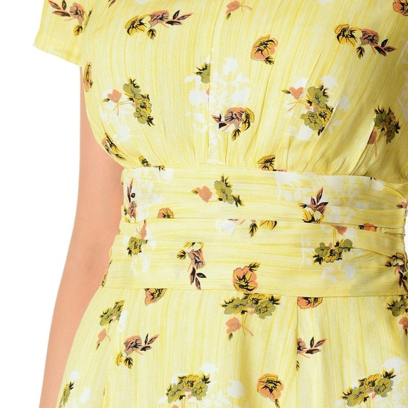 Eshakti Floral Print Pleat Waist Dress with Pockets - Picture 3 of 12